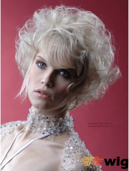 Monofilament Grey Short Curly 10 inch Platinum Blonde Perfect Fashion Wigs