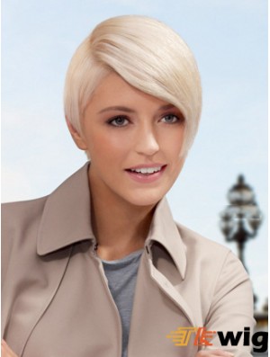 Lace Front Boycuts Short Straight 8 inch Platinum Blonde Style Fashion Wigs