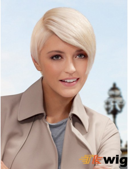 Lace Front Boycuts Short Straight 8 inch Platinum Blonde Style Fashion Wigs