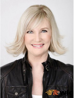 Full Lace Grey Chin Length Wavy 12 inch Platinum Blonde Stylish Fashion Wigs