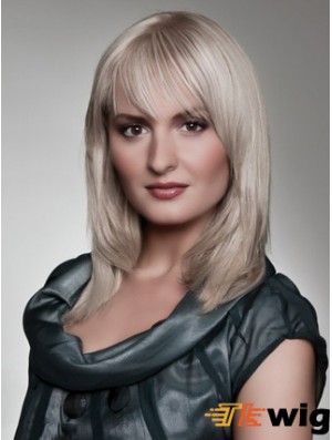 Lace Front Grey Shoulder Length Straight 16 inch Comfortable Fashion Wigs