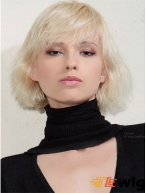 Capless Bobs Chin Length Wavy 12 inch Platinum Blonde New Fashion Wigs