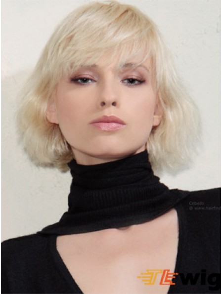 Capless Bobs Chin Length Wavy 12 inch Platinum Blonde New Fashion Wigs