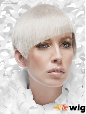 Lace Front Boycuts Short Straight 8 inch Platinum Blonde Cheapest Fashion Wigs