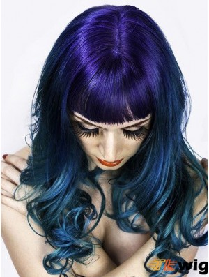 20 inch Ombre/2 Tone Long With Bangs Wavy Cheapest Lace Wigs