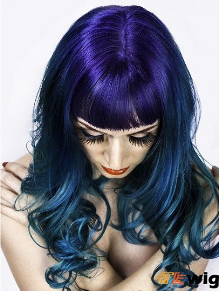 20 inch Ombre/2 Tone Long With Bangs Wavy Cheapest Lace Wigs