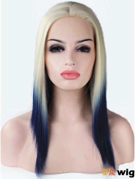 16 inch Ombre/2 Tone Long Without Bangs Straight Fashionable Lace Wigs