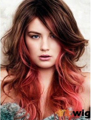 Great Ombre/2 Tone Long Wavy With Bangs 22 inch Human Lace Wigs