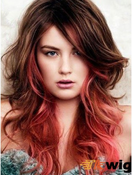 Great Ombre/2 Tone Long Wavy With Bangs 22 inch Human Lace Wigs