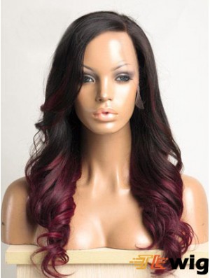 Long Ombre/2 Tone Wavy Without Bangs Ideal African American Wigs