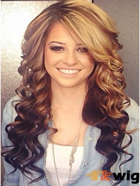 Long Wavy With Bangs Lace Front 24 inch Soft Black Women Wigs