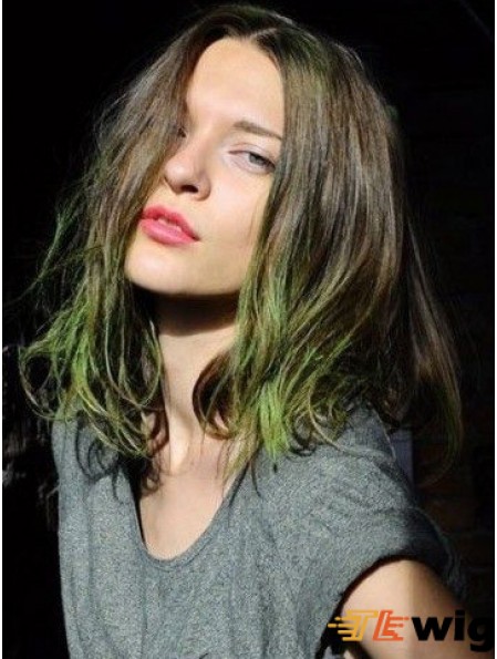 Cheapest Ombre/2 Tone Long Wavy Without Bangs 16 inch Human Lace Wigs