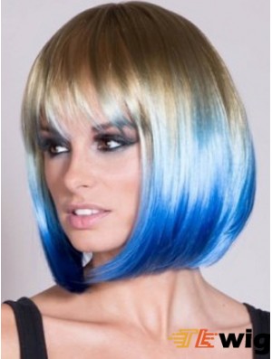 Chin Length Straight With Bangs Lace Front 22 inch Popular Black Women Wigs