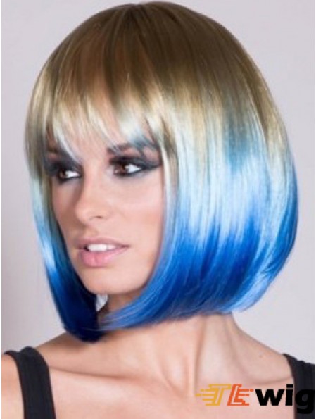 Chin Length Straight With Bangs Lace Front 22 inch Popular Black Women Wigs