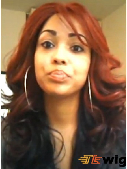 Long Wavy With Bangs Lace Front 24 inch Fashionable Black Women Wigs