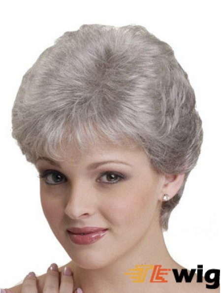Short Grey Wigs With Synthetic Capless Straight Style
