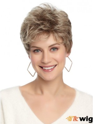 Synthetic Affordable Cropped Wavy Grey Wigs