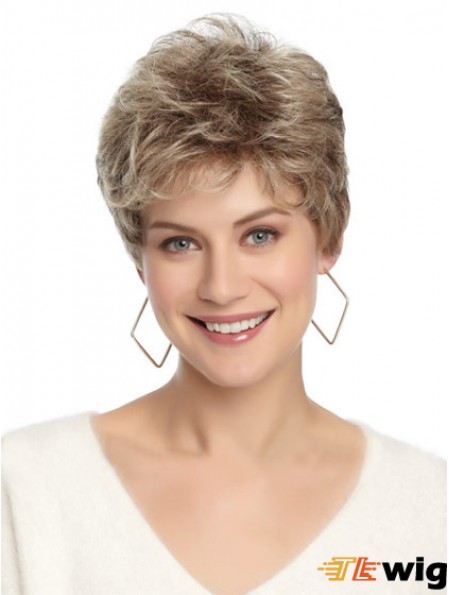 Synthetic Affordable Cropped Wavy Grey Wigs