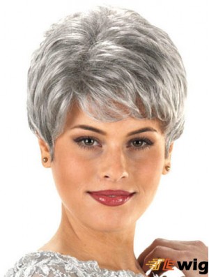 Synthetic Cheap Short Wavy Grey Wigs