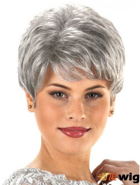 Synthetic Cheap Short Wavy Grey Wigs