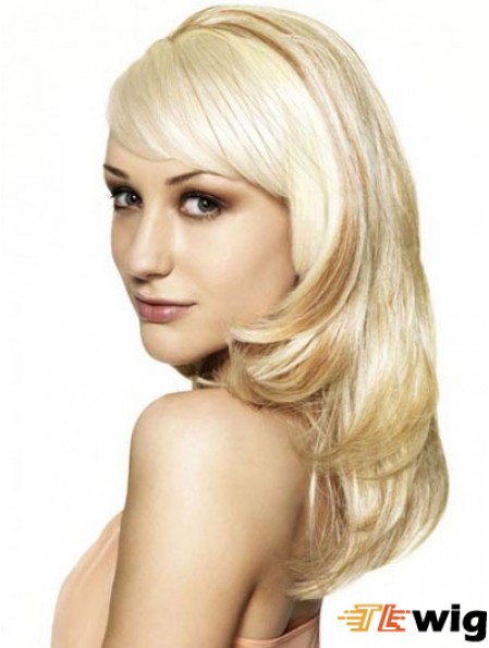 Blonde 16 inch Wavy Capless Synthetic Long 3/4 Wigs Cheap