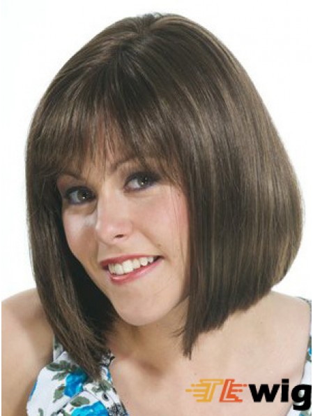 Brown Bob Wig With Capless Straight Style Chin Length