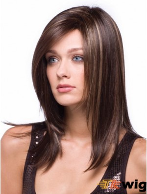 Long Brown Wig With Synthetic Caplesss Straight Style