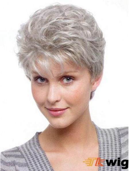 Grey Wavy Synthetic Wigs For Lady Short Style