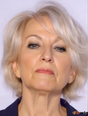 Cheap Grey Wigs Remy Human Grey Cut Wavy Style Short Length