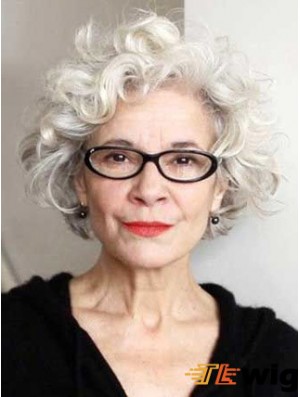 Curly Lace Front Wigs With Remy Human Curly Style Grey Cut