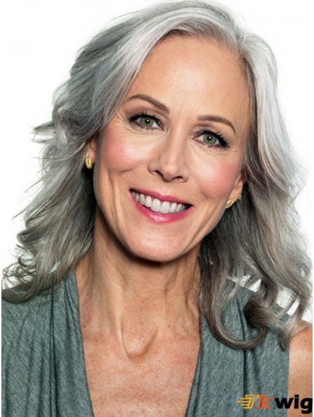 Wavy Monofilament 14 inch Gorgeous Shoulder Length Grey Wigs