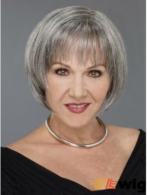 Straight Capless 8 inch Natural Short Grey Wigs
