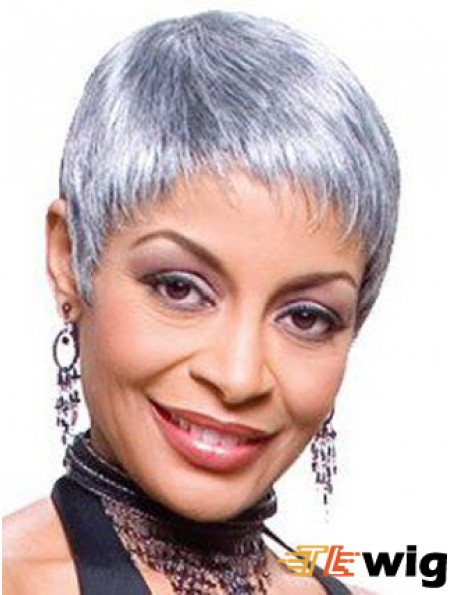 Straight Lace Front 8 inch Flexibility Short Grey Wigs