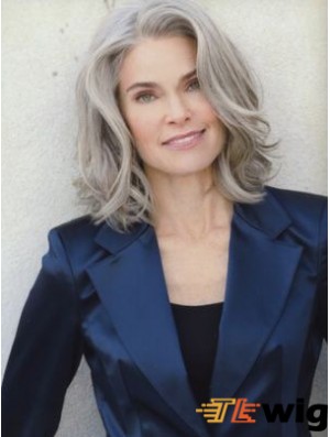 Wavy Lace Front 14 inch Online Shoulder Length Grey Wigs