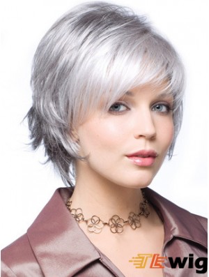 Straight Capless 8 inch Beautiful Short Grey Wigs