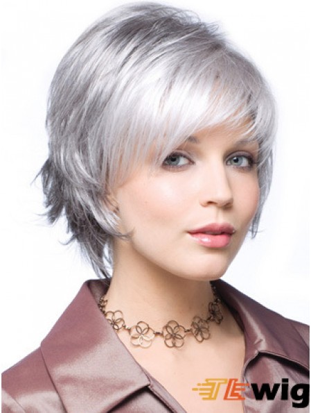 Straight Capless 8 inch Beautiful Short Grey Wigs