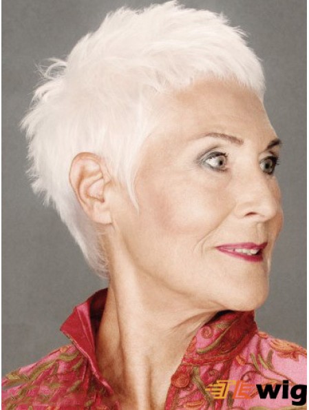 Straight Capless 8 inch Discount Short Grey Wigs