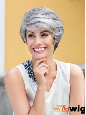 Wavy Lace Front 8 inch Top Short Grey Wigs