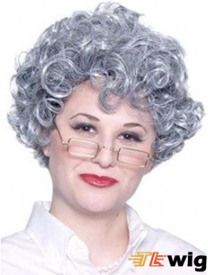 Curly Lace Front 8 inch Best Short Grey Wigs