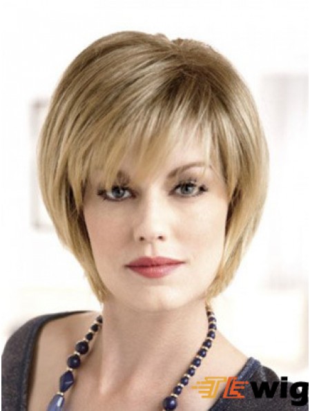Lace Front Straight Layered Short 8 inch Top Human Hair Wigs