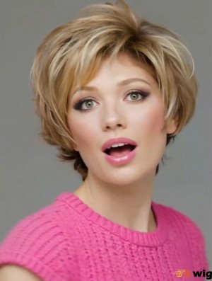 Lace Front Wavy Layered Short 8 inch Online Human Hair Wigs