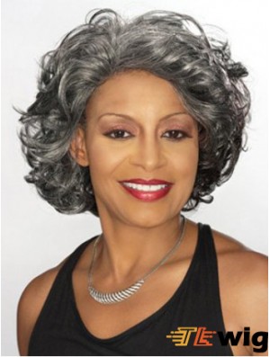 Wavy Capless 12 inch Popular Chin Length Grey Wigs