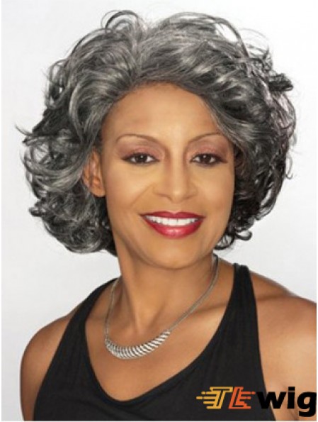 Wavy Capless 12 inch Popular Chin Length Grey Wigs