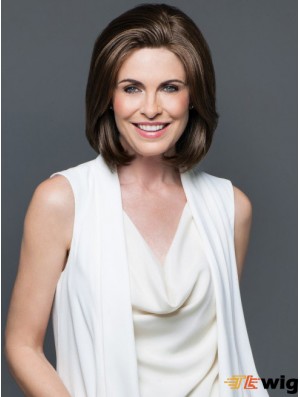 Chin Length Straight Lace Front Brown Discount Bob Wigs