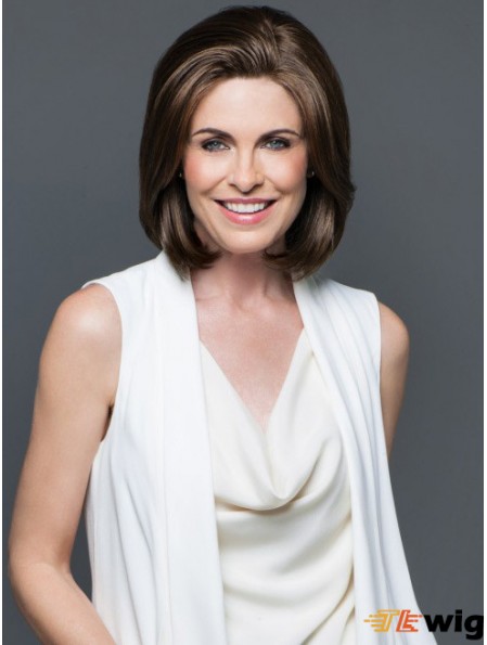 Chin Length Straight Lace Front Brown Discount Bob Wigs