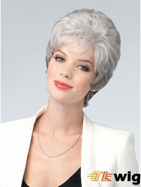Lace Front Wig Grey Cut Wavy Style Short Length With Remy