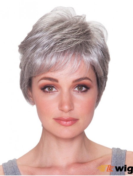 Grey Hair Wigs Grey Cut Short Length Straight Style