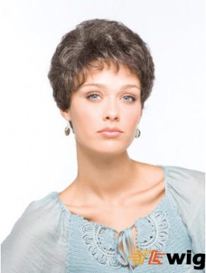 Synthetic Beautiful Short Wavy Grey Wigs