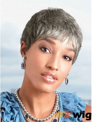 Ladies Grey Wigs Chin Length Straight Style Grey Cut