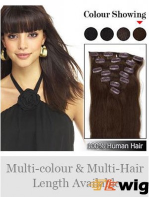 Flexibility Brown Straight Remy Human Hair Clip In Hair Extensions